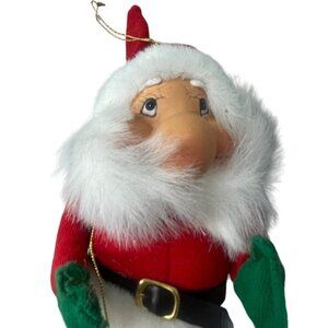 Santa's best Christmas ornament figurine plush red green jolly decor 7" READ